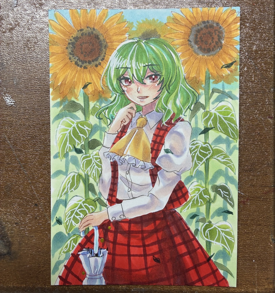 東方Project 手描きイラスト 風見幽香 ポストカードサイズ