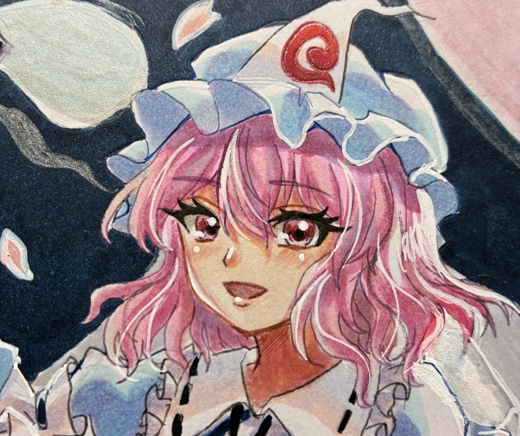 東方Project 手描きイラスト 西行寺幽々子 小色紙