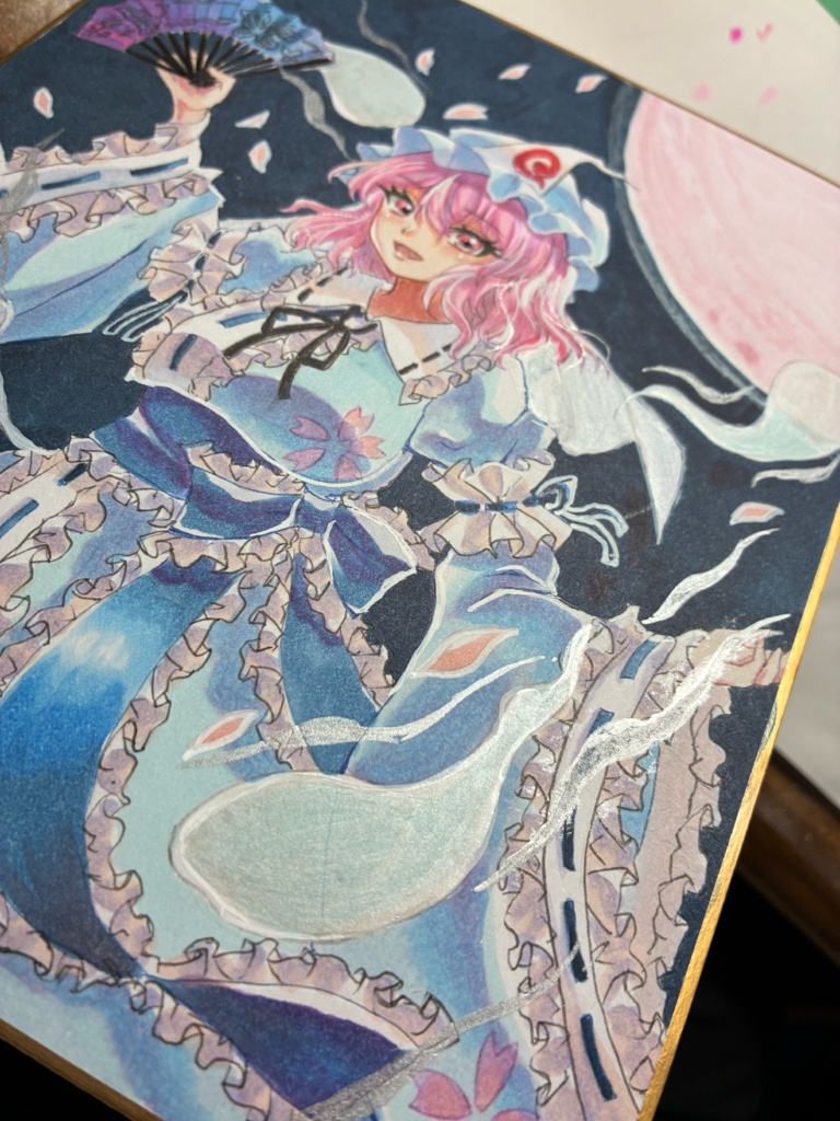 東方Project 手描きイラスト 西行寺幽々子 小色紙