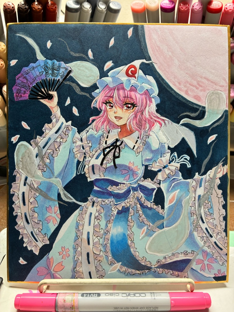 東方Project 手描きイラスト 西行寺幽々子 小色紙