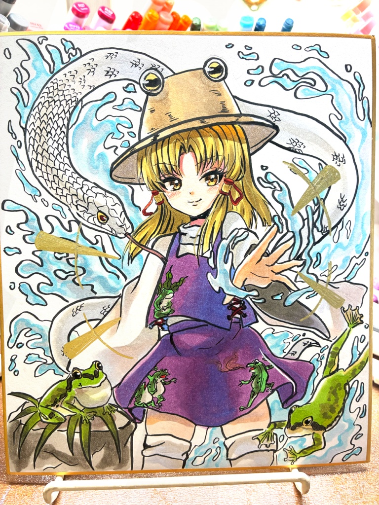 東方Project 手描きイラスト  洩矢諏訪子 小色紙