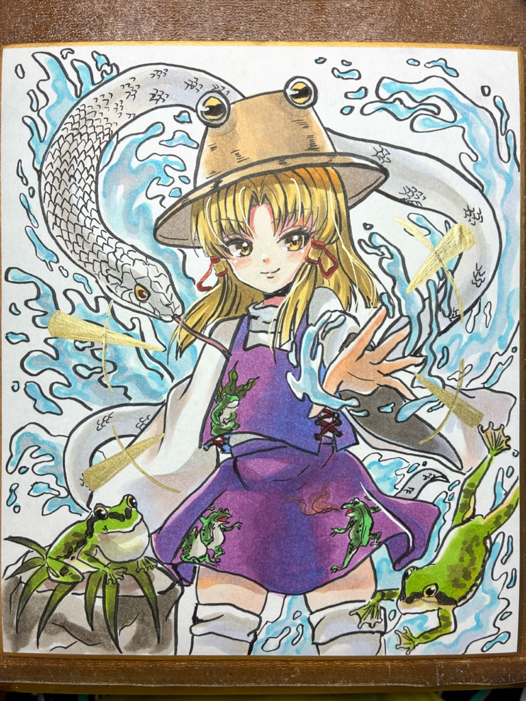 東方Project 手描きイラスト 洩矢諏訪子 小色紙