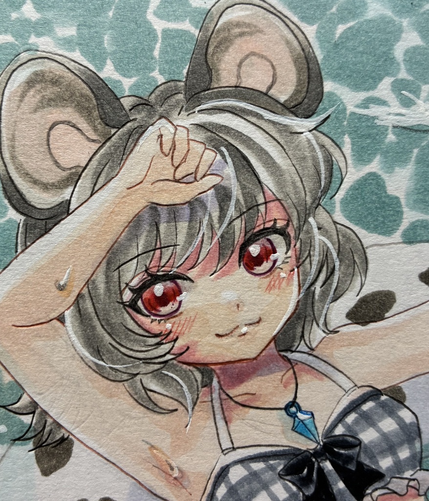 東方Project ナズーリン 手描きイラスト 小色紙