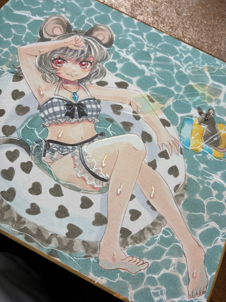 東方Project ナズーリン 手描きイラスト 小色紙