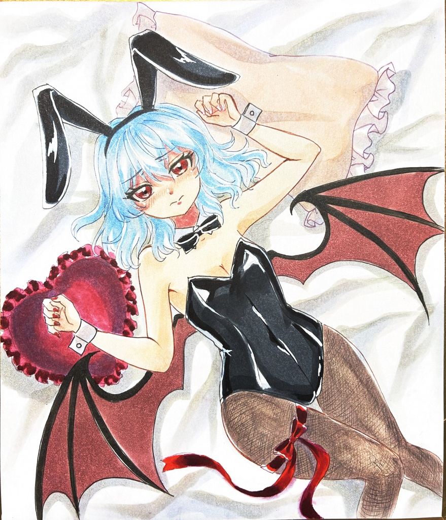 東方Project レミリア・スカーレット 手描きイラスト 小色紙サイズ