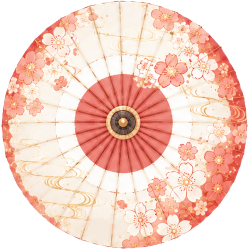 和傘クリップアート素材集|赤系|Japanese Wagasa Clipart 25PNG