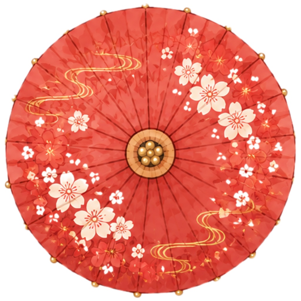 和傘クリップアート素材集|赤系|Japanese Wagasa Clipart 25PNG