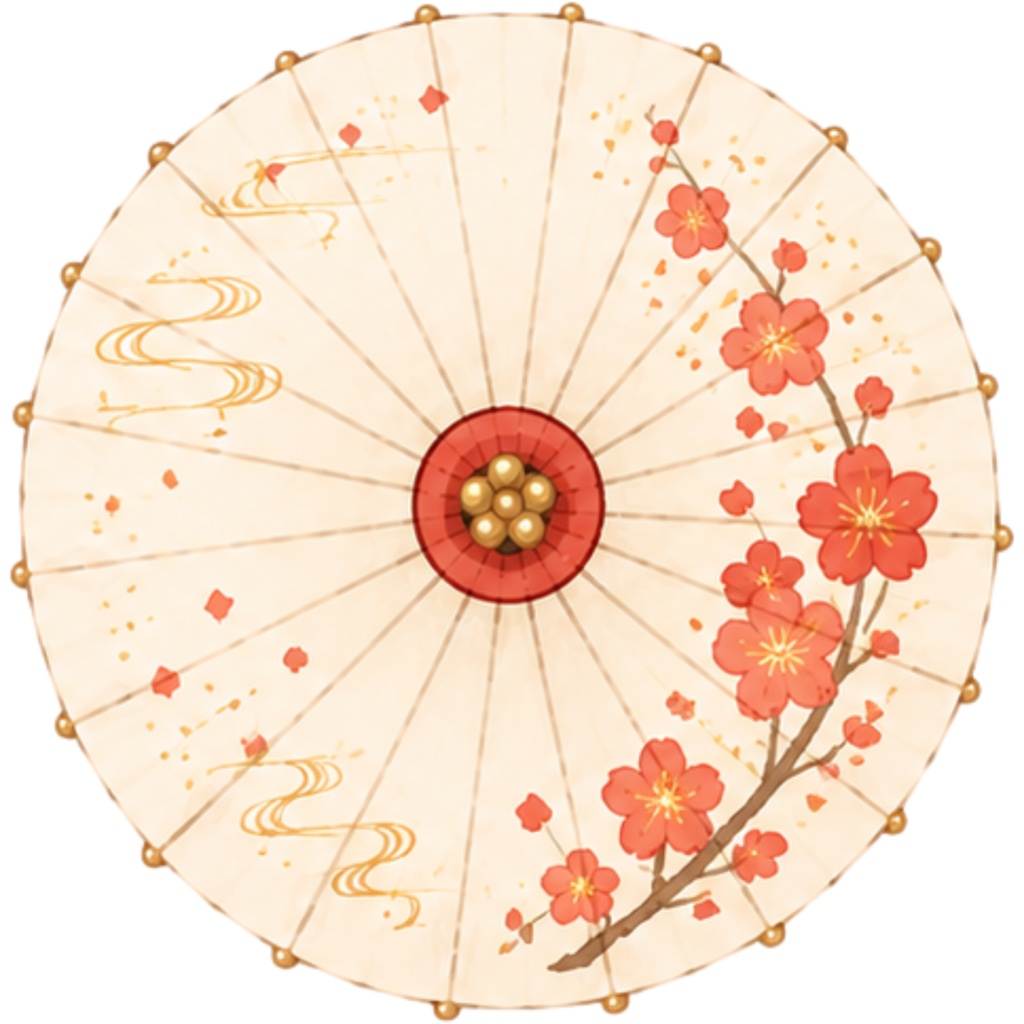 和傘クリップアート素材集|赤系|Japanese Wagasa Clipart 25PNG