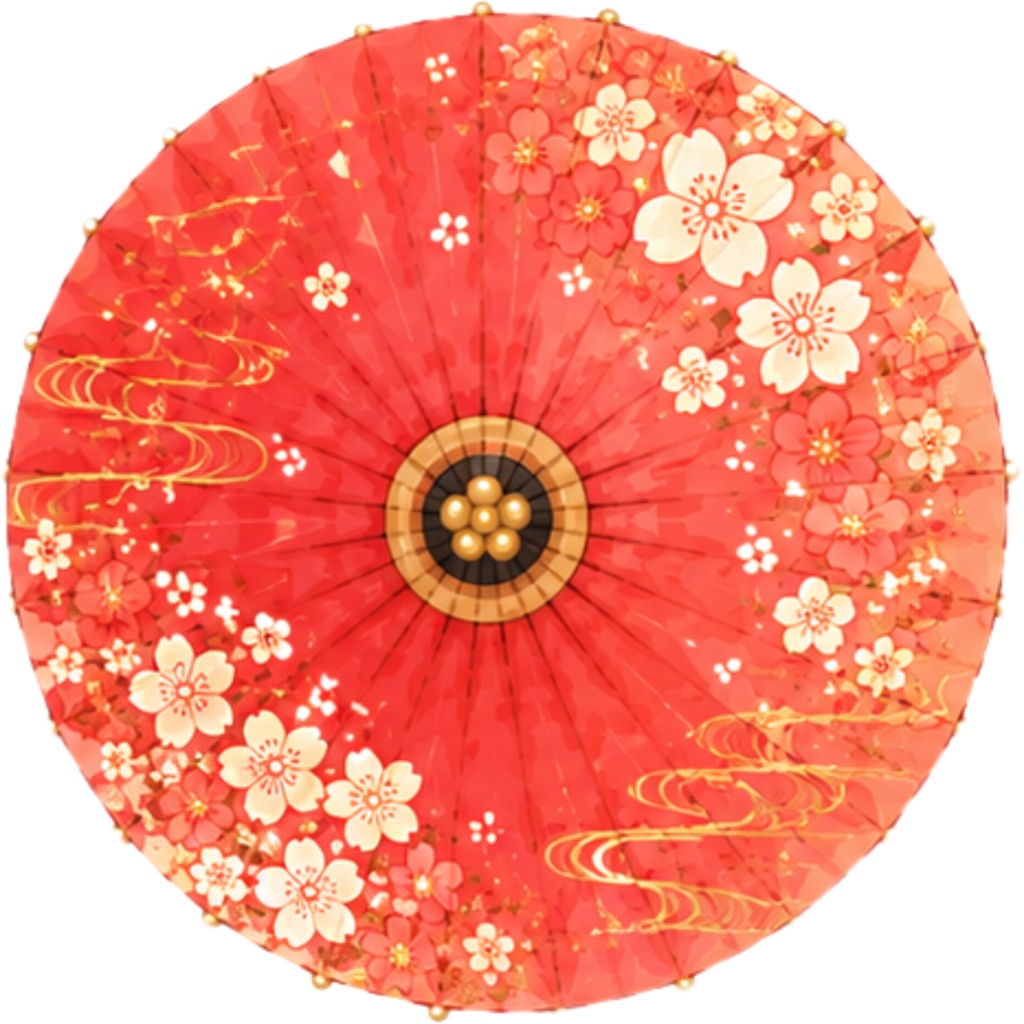 和傘クリップアート素材集|赤系|Japanese Wagasa Clipart 25PNG