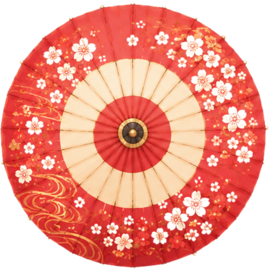 和傘クリップアート素材集|赤系|Japanese Wagasa Clipart 25PNG