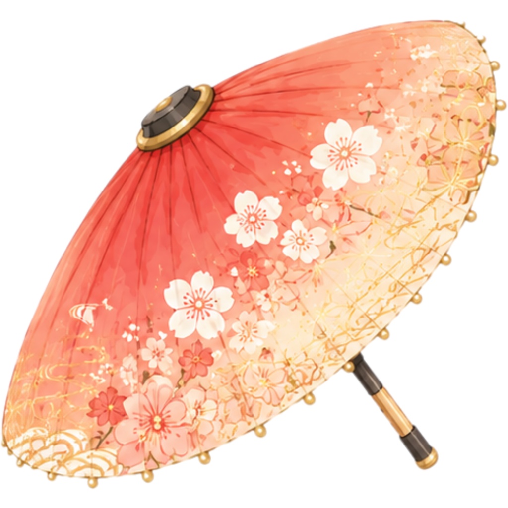 和傘クリップアート素材集|赤系|Japanese Wagasa Clipart 25PNG