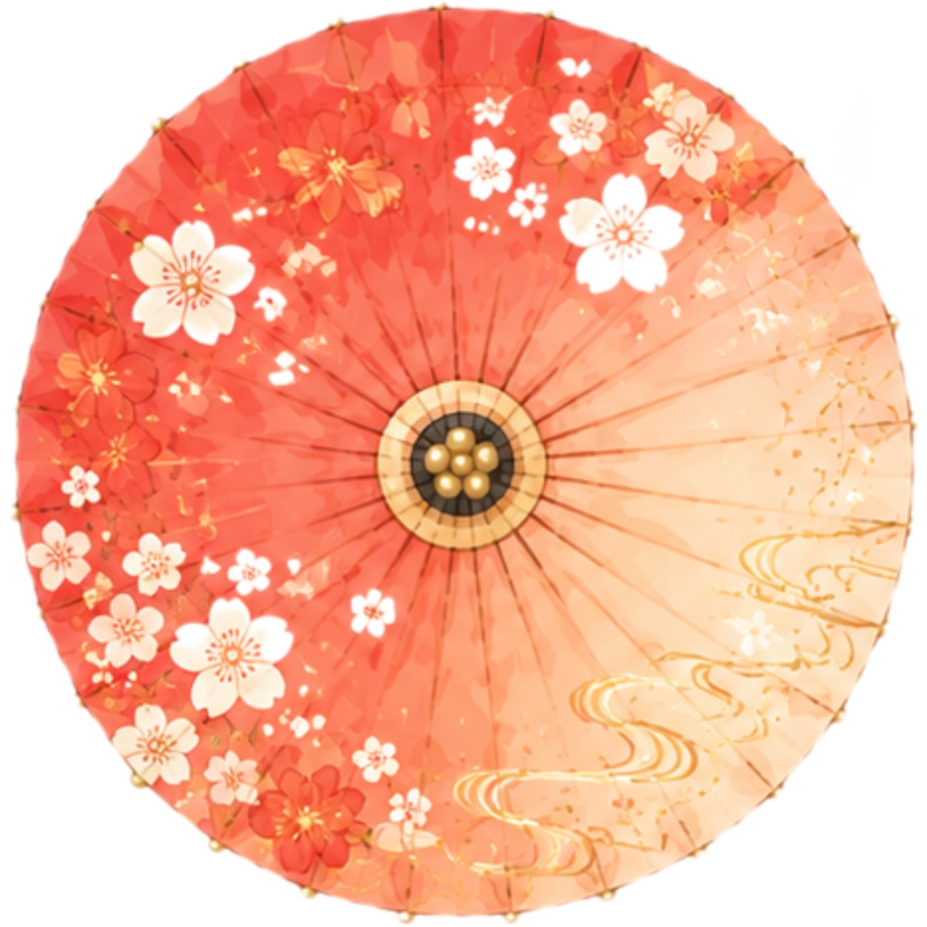 和傘クリップアート素材集|赤系|Japanese Wagasa Clipart 25PNG