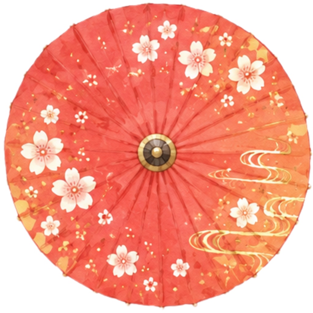 和傘クリップアート素材集|赤系|Japanese Wagasa Clipart 25PNG