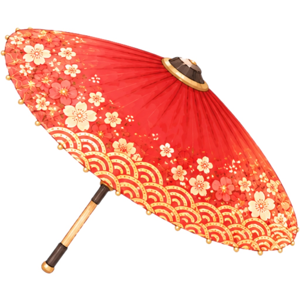 和傘クリップアート素材集|赤系|Japanese Wagasa Clipart 25PNG