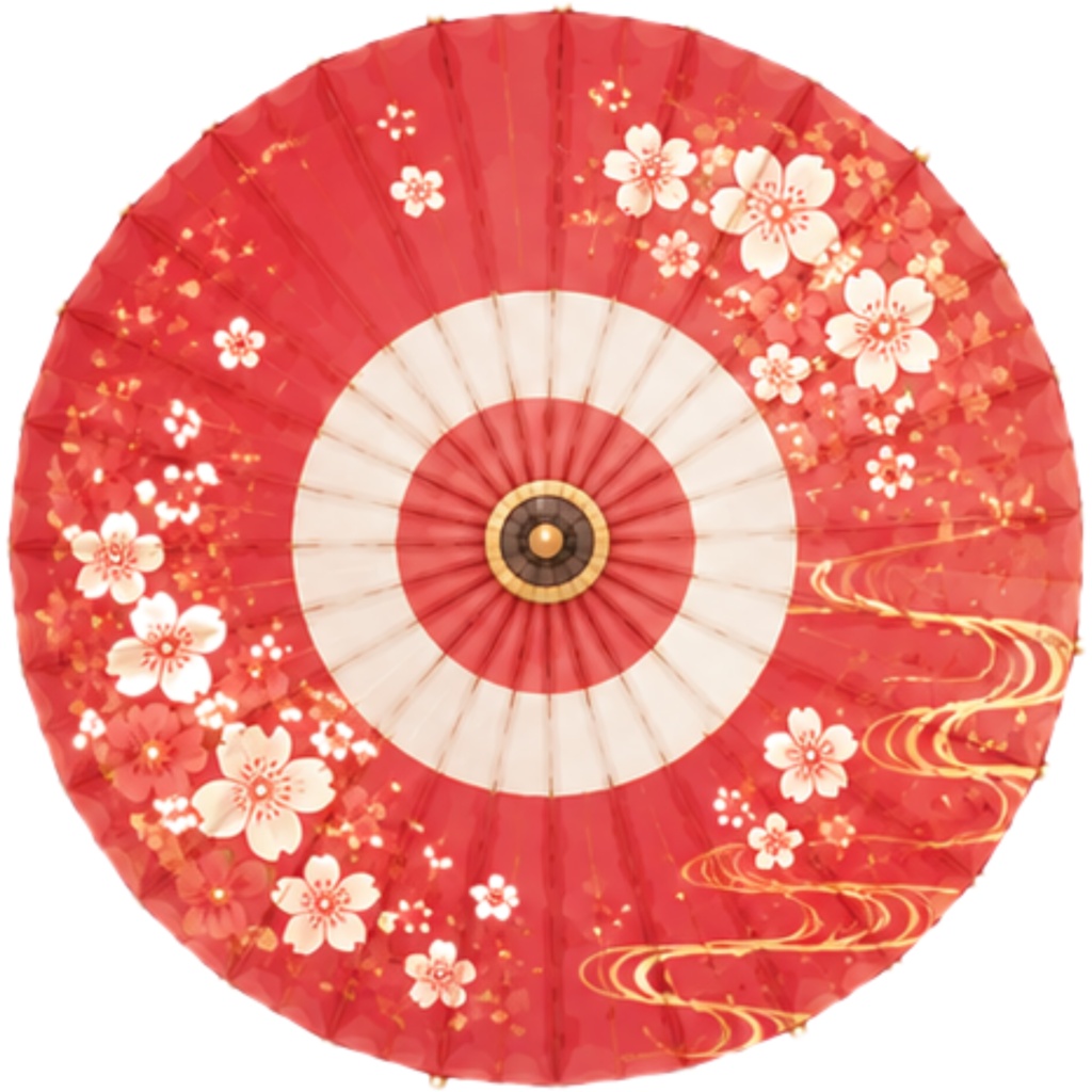 和傘クリップアート素材集|赤系|Japanese Wagasa Clipart 25PNG