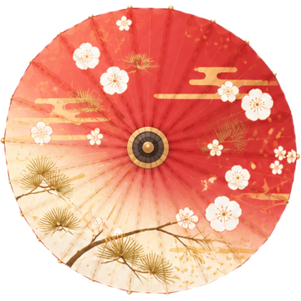 和傘クリップアート素材集|赤系|Japanese Wagasa Clipart 25PNG