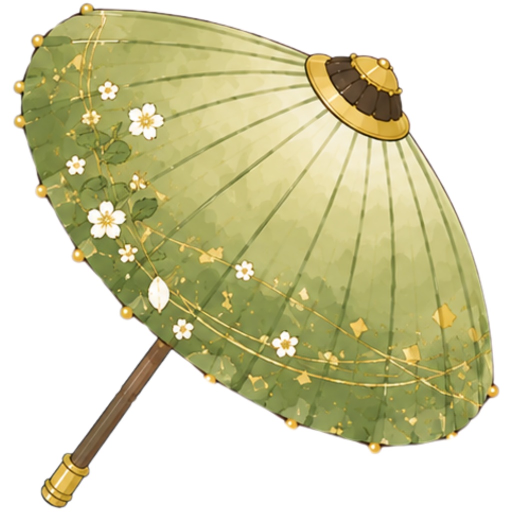 和傘クリップアート素材集|緑・黄系|Japanese Wagasa Clipart 25PNG
