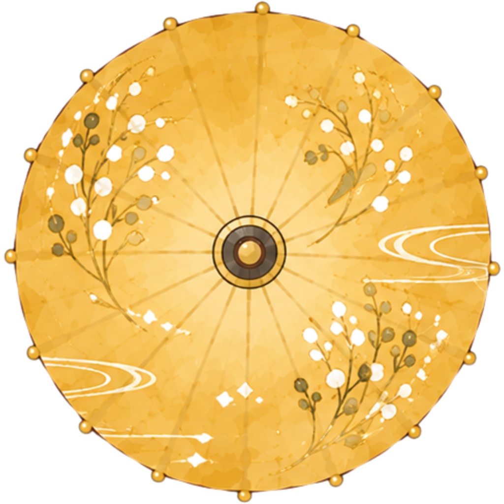 和傘クリップアート素材集|緑・黄系|Japanese Wagasa Clipart 25PNG