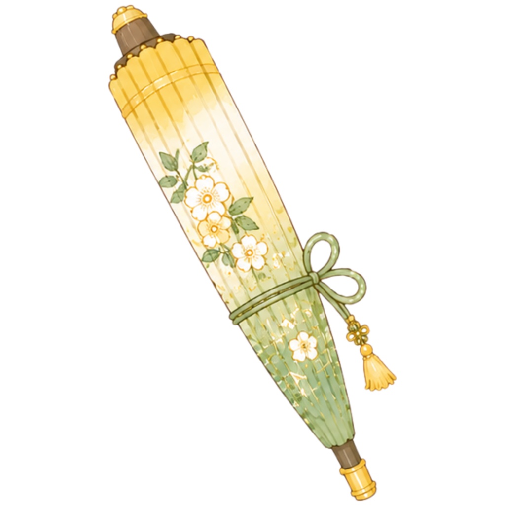 和傘クリップアート素材集|緑・黄系|Japanese Wagasa Clipart 25PNG