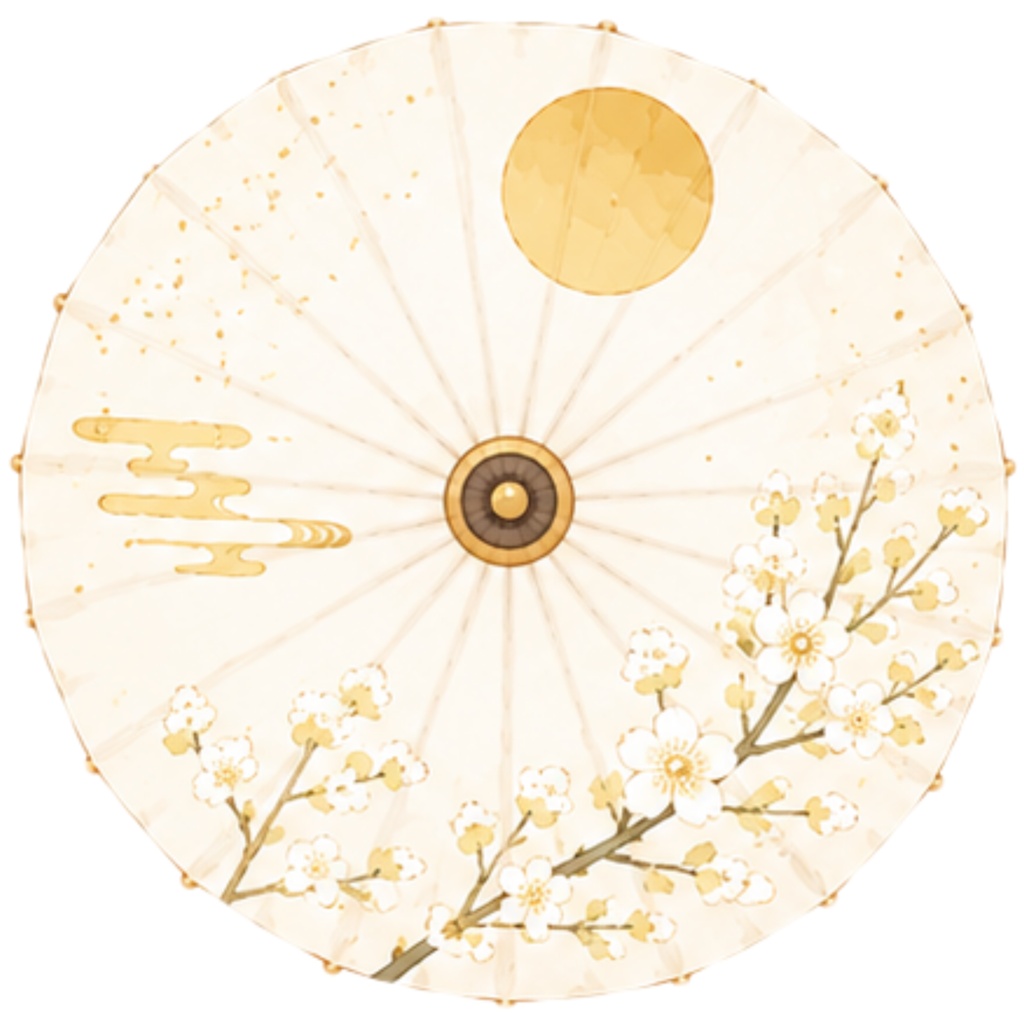 和傘クリップアート素材集|緑・黄系|Japanese Wagasa Clipart 25PNG