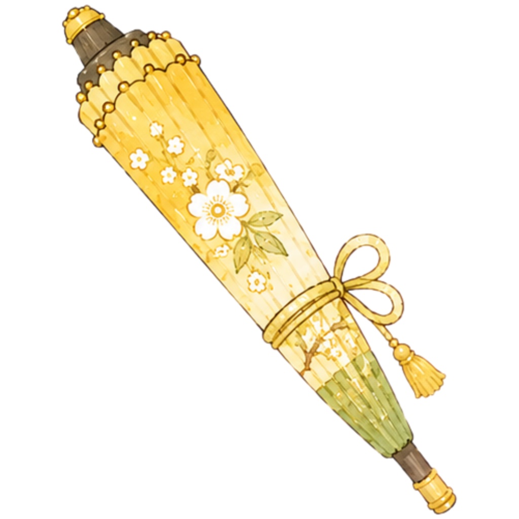 和傘クリップアート素材集|緑・黄系|Japanese Wagasa Clipart 25PNG