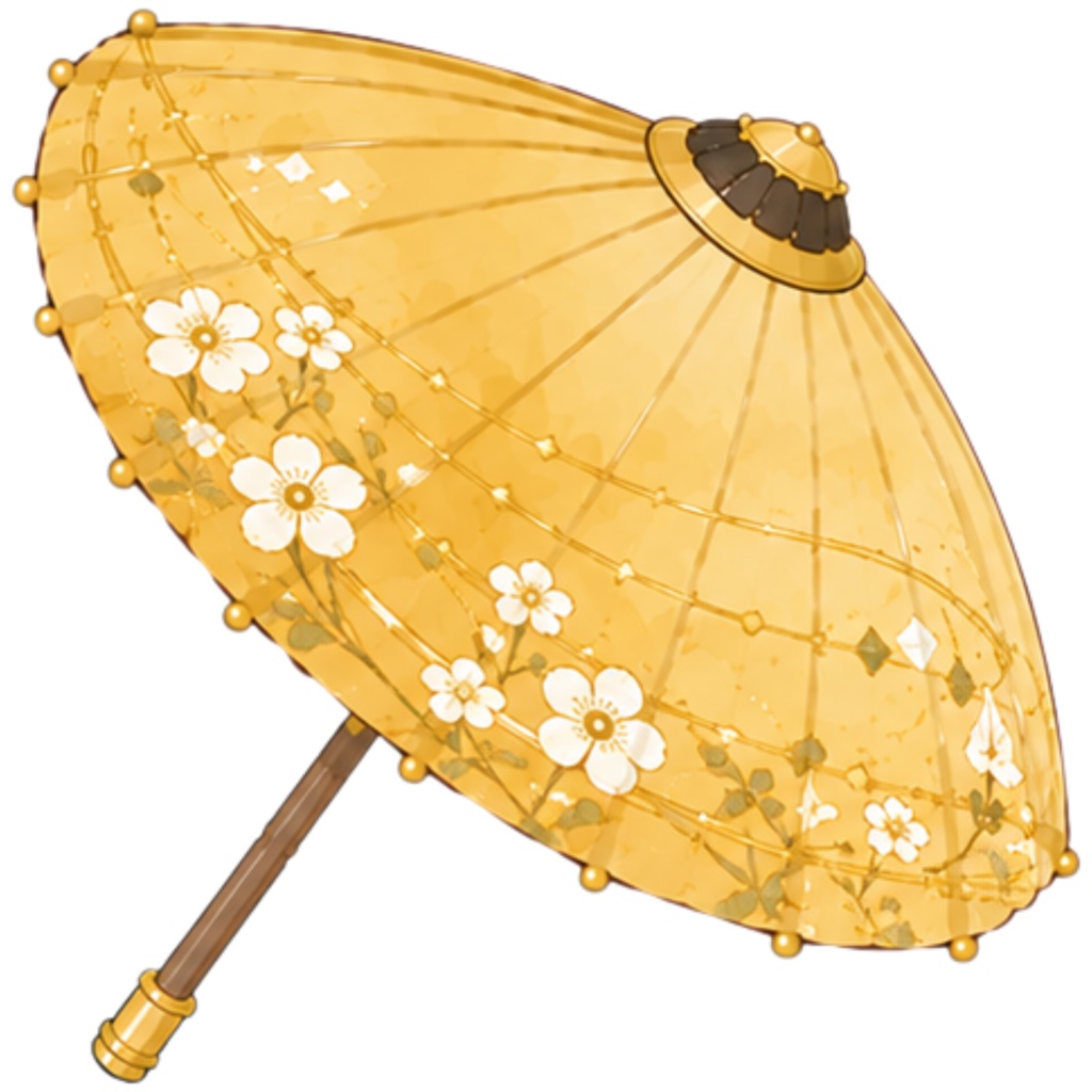 和傘クリップアート素材集|緑・黄系|Japanese Wagasa Clipart 25PNG