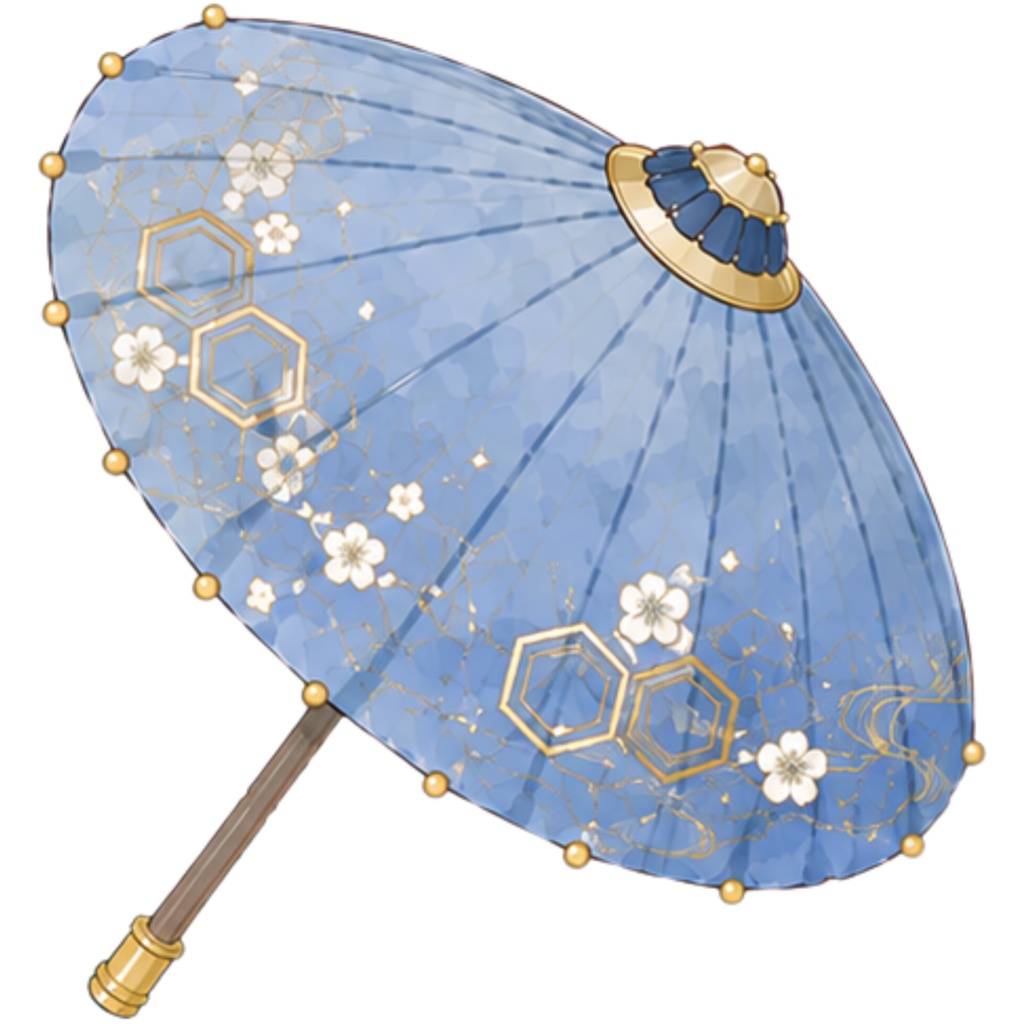 和傘クリップアート素材集|青系|Japanese Wagasa Clipart 25PNG