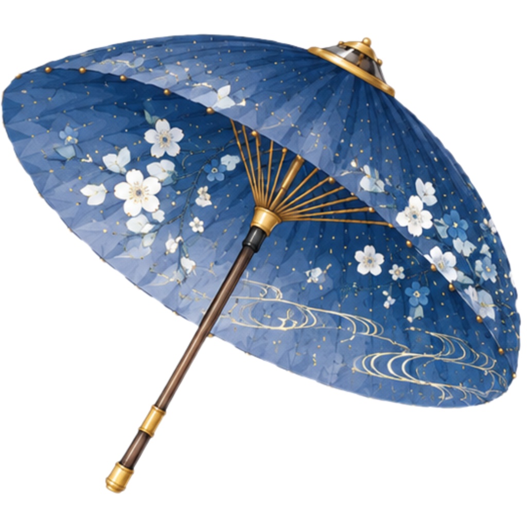 和傘クリップアート素材集|青系|Japanese Wagasa Clipart 25PNG