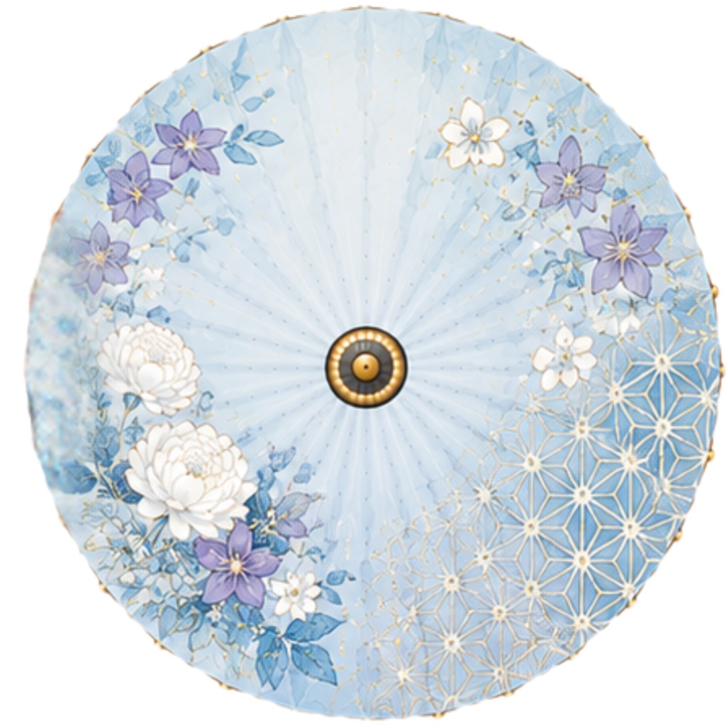 和傘クリップアート素材集|青系|Japanese Wagasa Clipart 25PNG