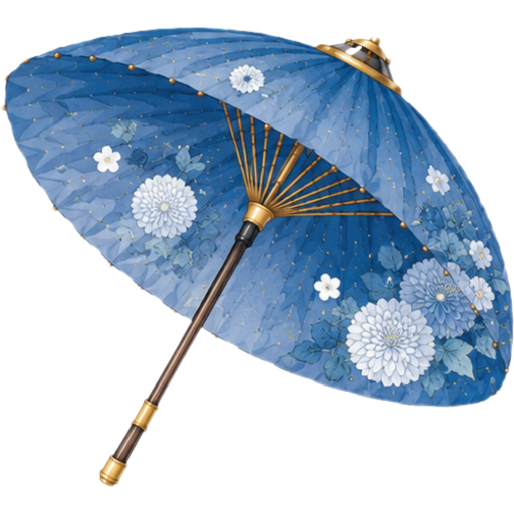 和傘クリップアート素材集|青系|Japanese Wagasa Clipart 25PNG