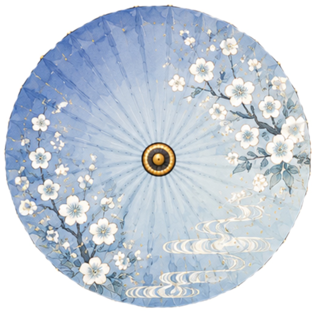 和傘クリップアート素材集|青系|Japanese Wagasa Clipart 25PNG