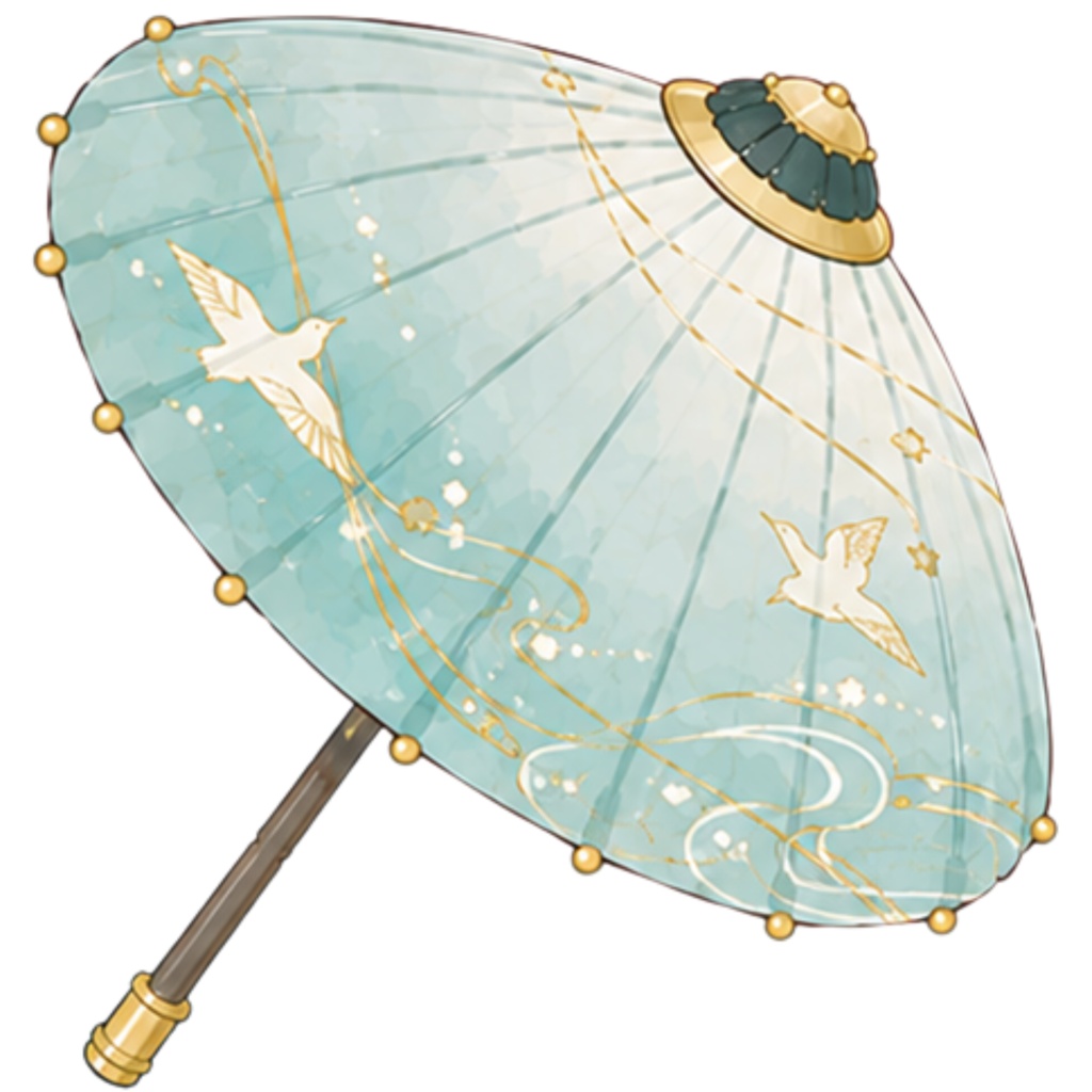 和傘クリップアート素材集|青系|Japanese Wagasa Clipart 25PNG