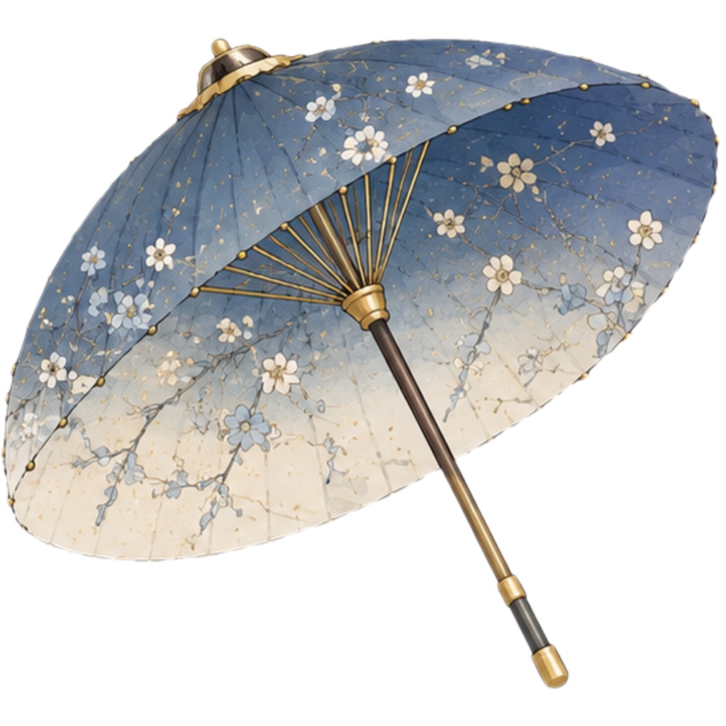 和傘クリップアート素材集|青系|Japanese Wagasa Clipart 25PNG