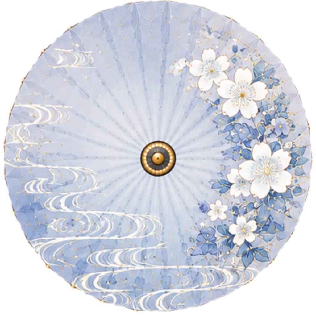 和傘クリップアート素材集|青系|Japanese Wagasa Clipart 25PNG
