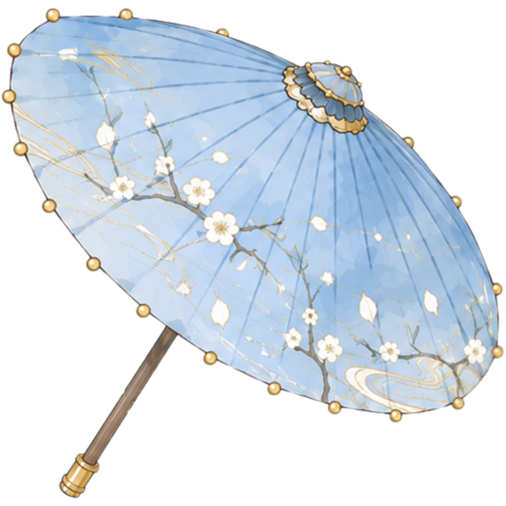 和傘クリップアート素材集|青系|Japanese Wagasa Clipart 25PNG