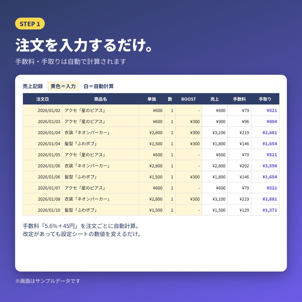【3Dモデル販売者向け】BOOTH売上・確定申告管理シート|手数料自動計算・副業20万円チェック付き(Excel)