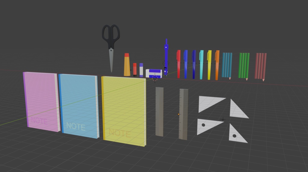 【blender、fbx】文房具セット①