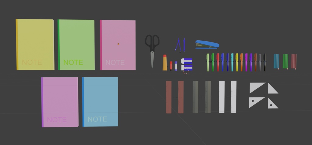 【blender、fbx】文房具セット③