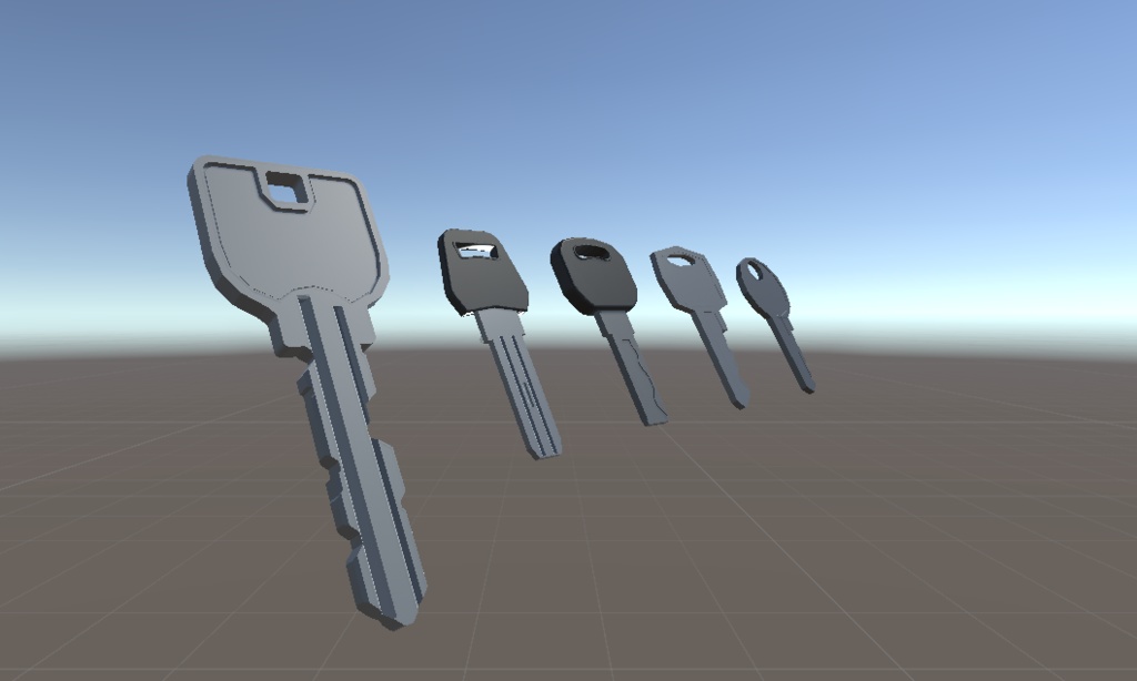 【unitypackage、fbx、obj】鍵５種類セット