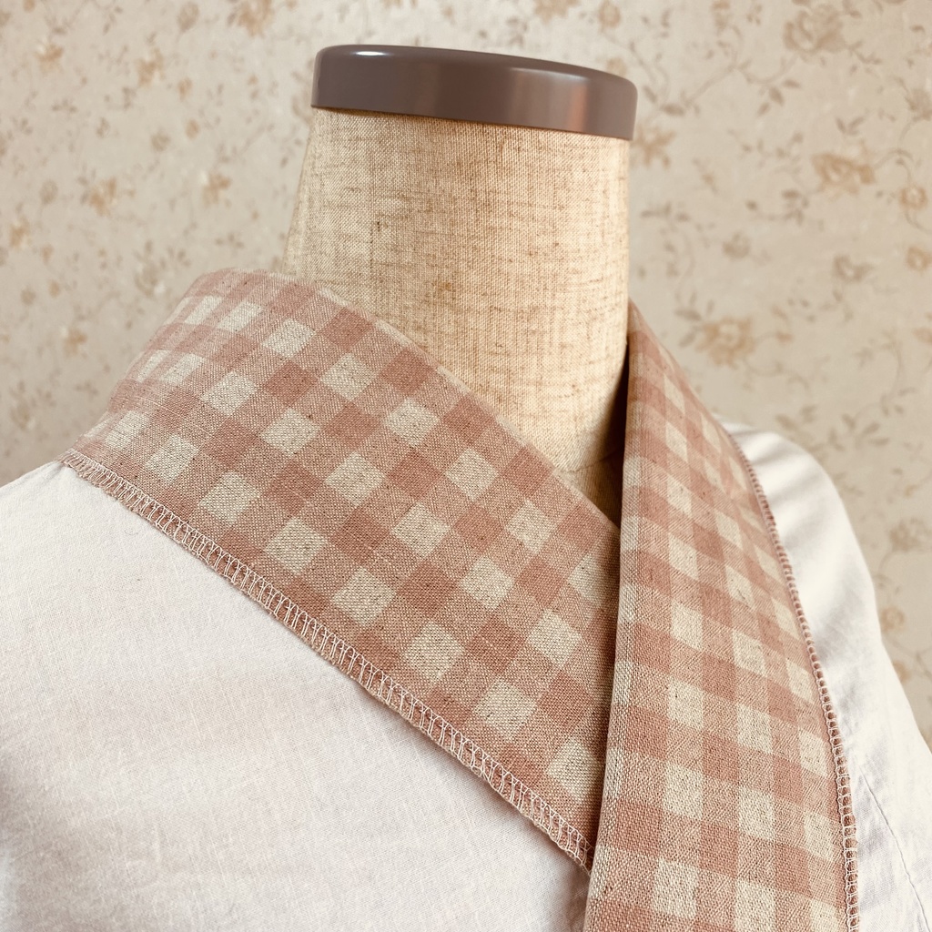 ギンガムチェック×ドット 2way半衿 ベビーピンク