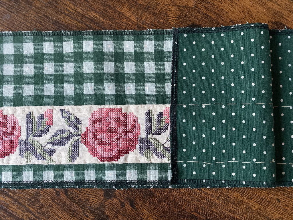 クロスステッチ風ローズ3way半衿:ホワイト