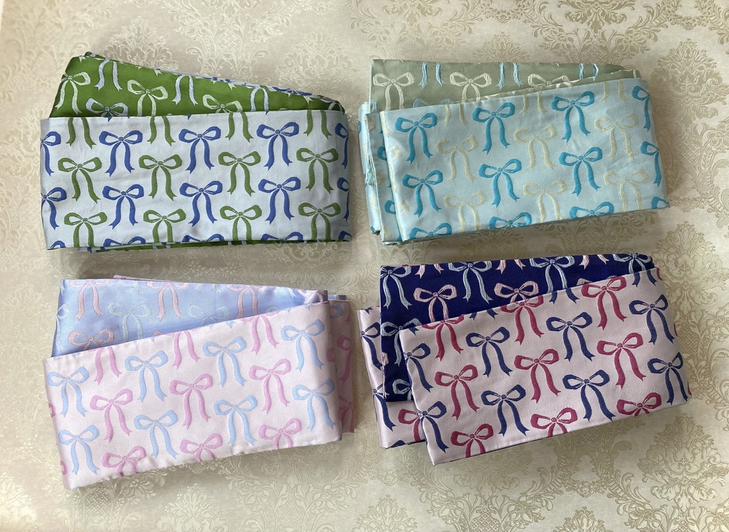 リバーシブル半幅帯 リボン/ライトブルー