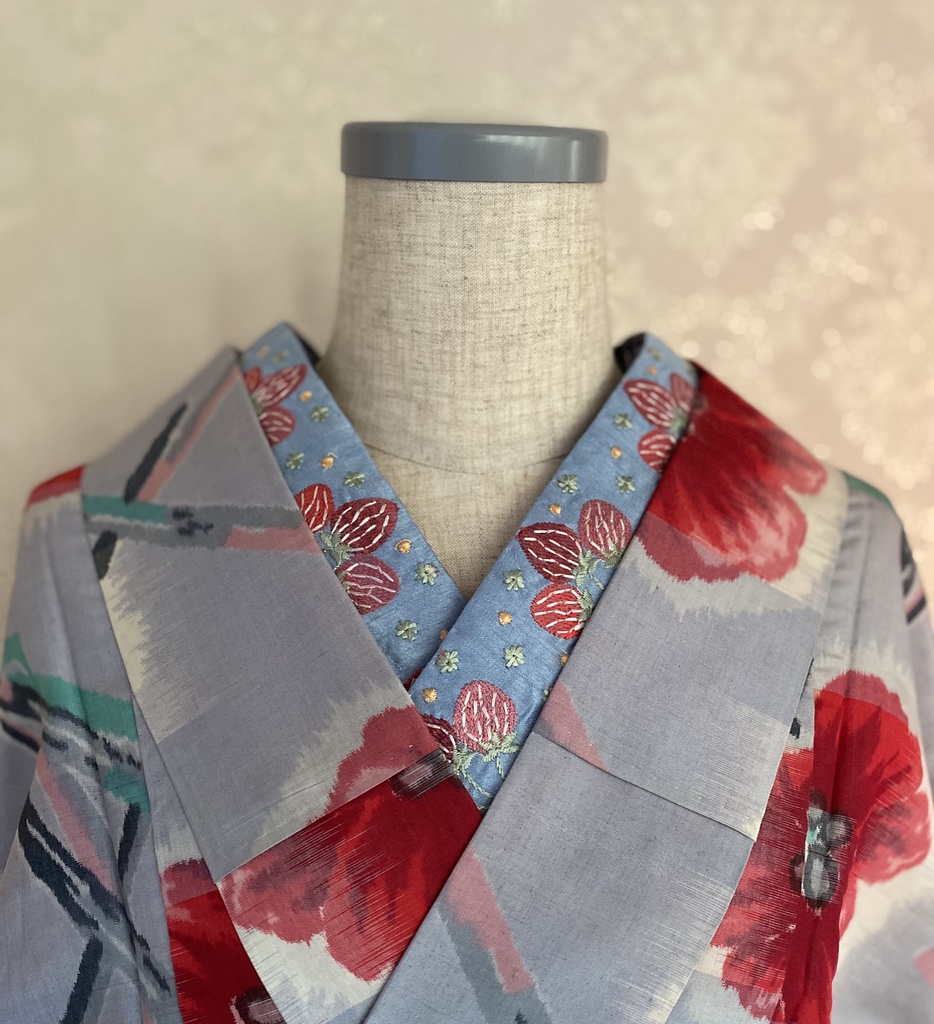 3way半衿・イチゴ/ブルー