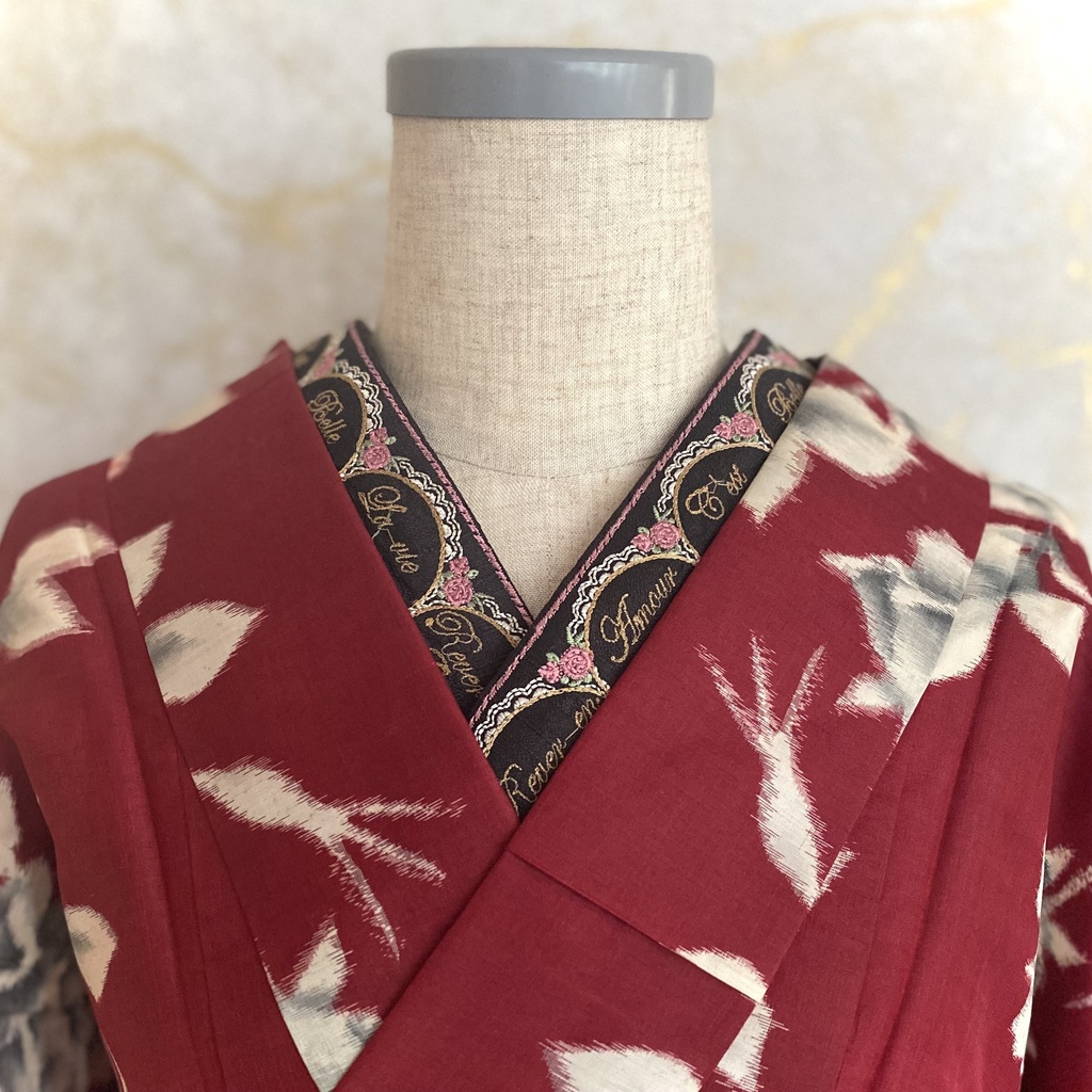 3way半衿　フレーム柄:ブラック