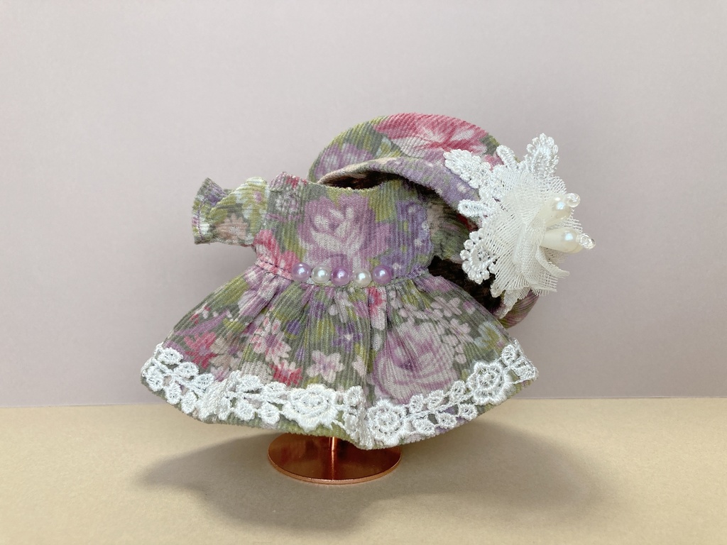 【スプリングセール】バラのコーデュロイワンピース