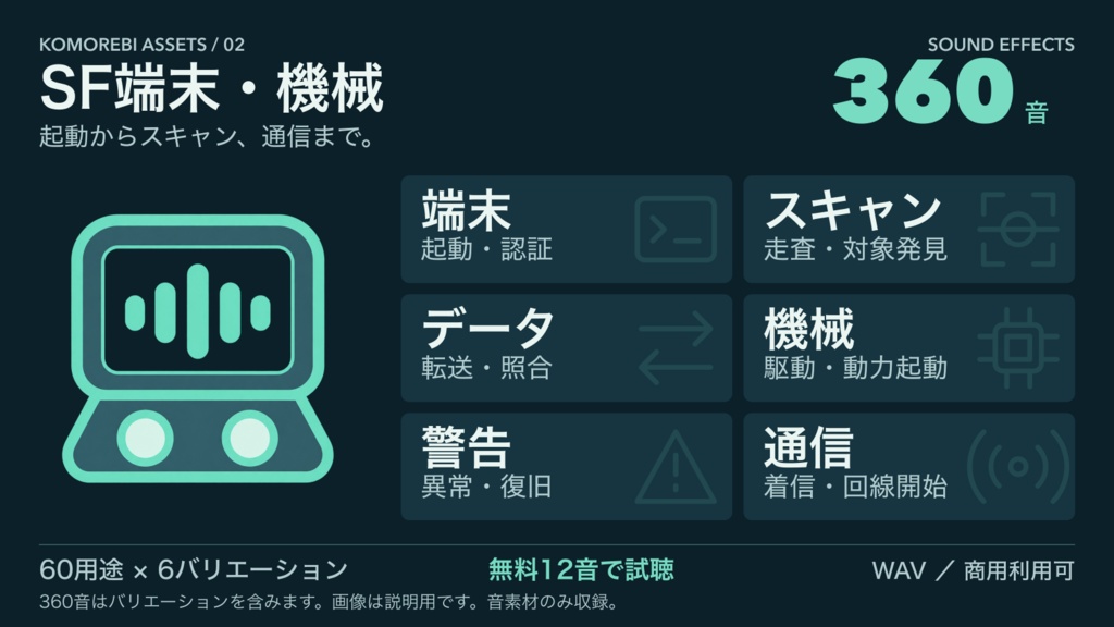 SF端末・機械の効果音360音|起動・スキャン・通信・警告|WAV