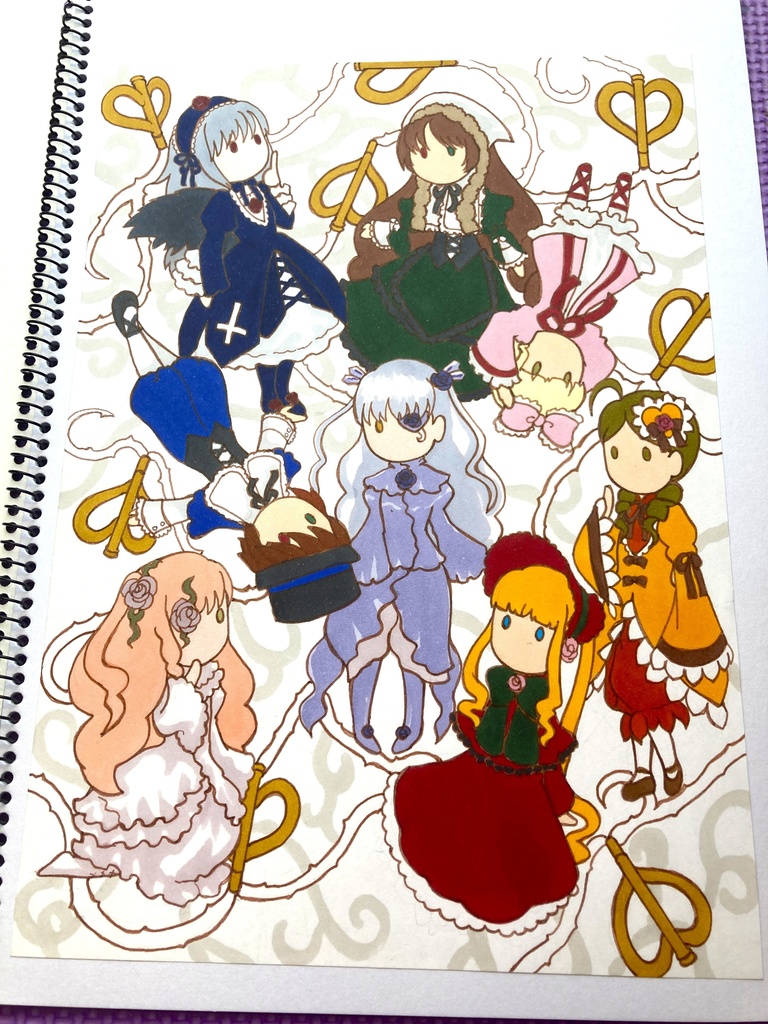 手描きイラスト原画 B5サイズ コピー用紙 ローゼンメイデンドール達 2枚セット