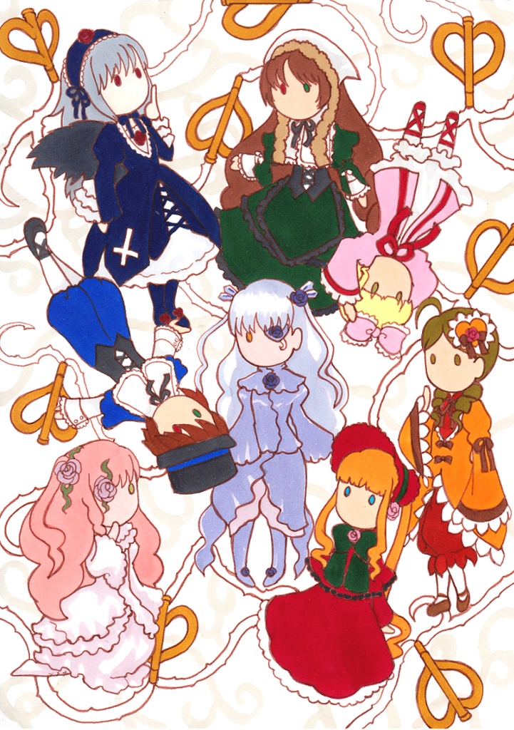 手描きイラスト原画 B5サイズ コピー用紙 ローゼンメイデンドール達 2枚セット