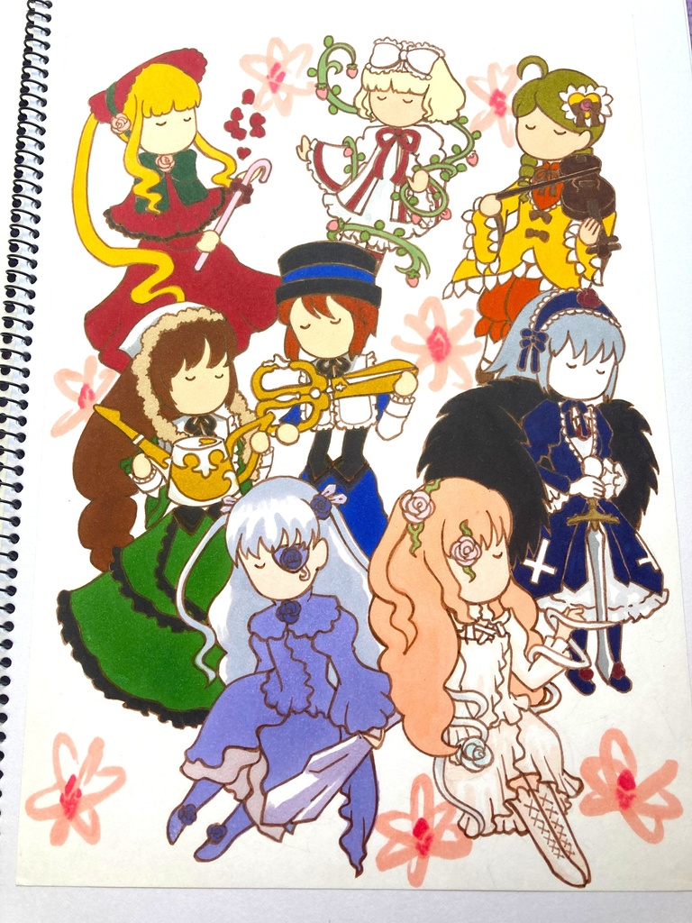 手描きイラスト原画 B5サイズ コピー用紙 ローゼンメイデンドール達 2枚セット