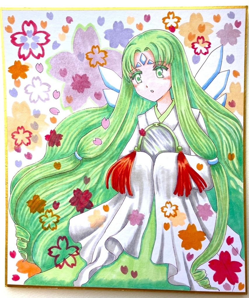 カードキャプターさくら クロウカード・ミラー【鏡】小色紙 手描きイラスト 原画